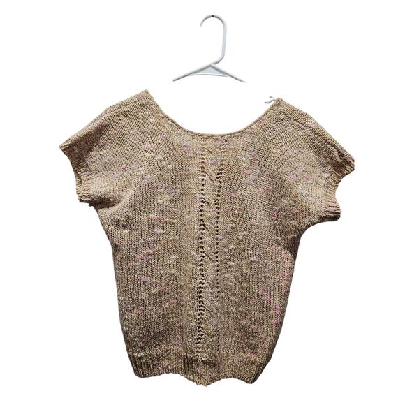 Vintage Jonathan Martin Glam Glittery Beige Cropped Sweater Size M Linen Blend - Picture 1 of 16